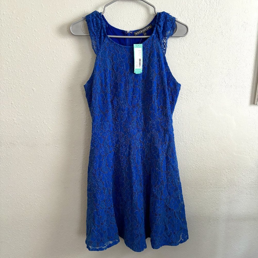 BRIXON IVY Cobalt Blue Lace Overlay Dress NWT (S)